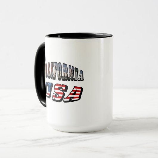 Vlagtekst Californië-Afbeelding en VS Mok (Voorkant links)