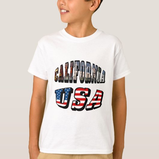 Vlagtekst Californië-Afbeelding en VS T-shirt (Voorkant)