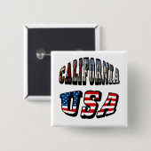 Vlagtekst Californië-Afbeelding en VS Vierkante Button 5,1 Cm (Voorkant /achterkant)