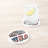 Vlagtekst Californië-Afbeelding en VS Zandsteen Onderzetter (Zijkant)