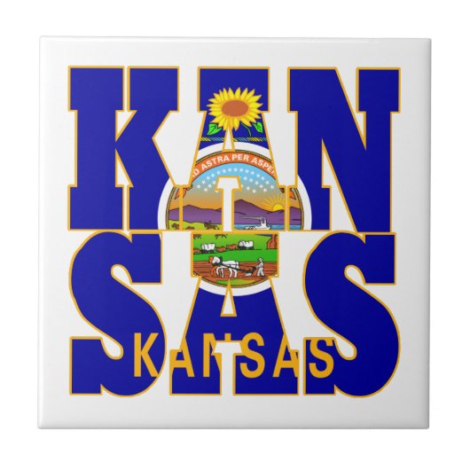 Vlagtekst Kansas-staat Tegeltje (Voorkant)