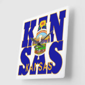Vlagtekst Kansas-staat Vierkante Klok (Hoek)