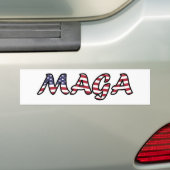 Vlagtekst MAGA Red White en Blue USA Bumpersticker (Op auto)