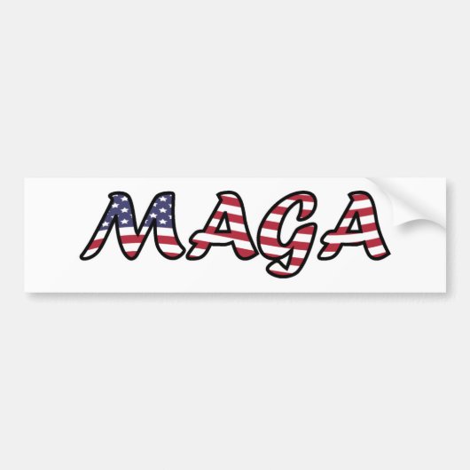 Vlagtekst MAGA Red White en Blue USA Bumpersticker (Voorkant)