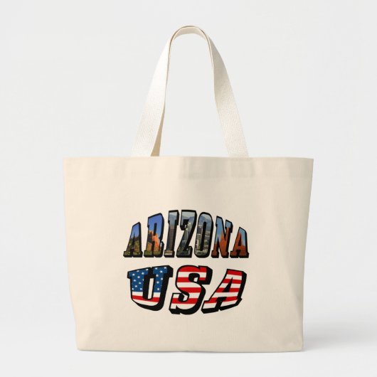 Vlagtekst van Arizona Afbeelding en VS Grote Tote Bag (Voorkant)