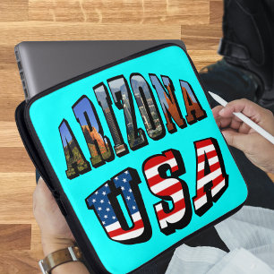Vlagtekst van Arizona Afbeelding en VS Laptop Sleeve