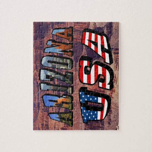 Vlagtekst van Arizona Afbeelding en VS Legpuzzel (Verticaal)