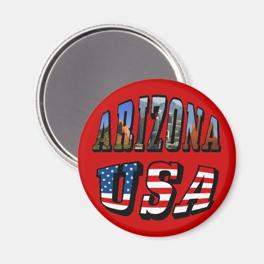Vlagtekst van Arizona Afbeelding en VS Magneet (Voorkant / Achterkant)