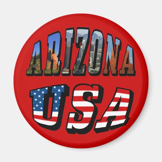 Vlagtekst van Arizona Afbeelding en VS Magneet (Voorkant)