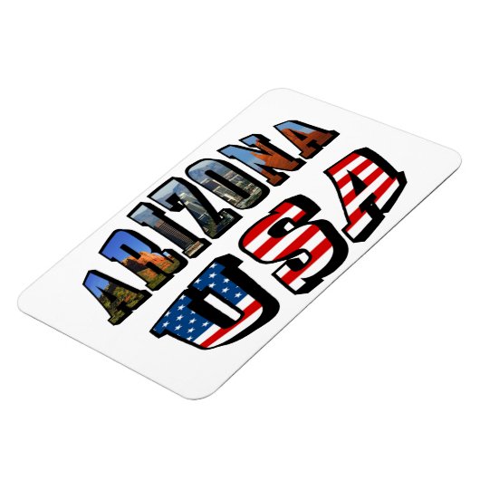 Vlagtekst van Arizona Afbeelding en VS Magneet (Linkerzijde)