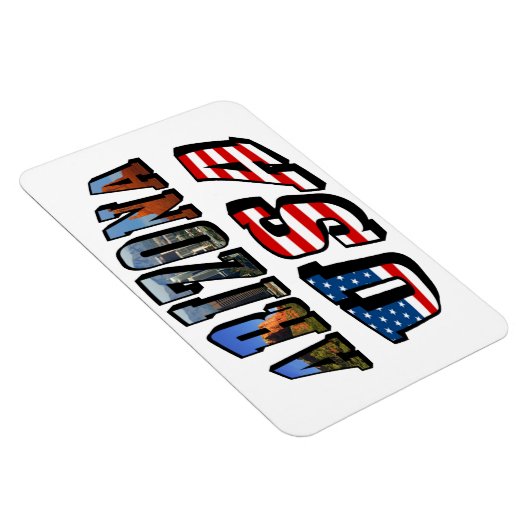 Vlagtekst van Arizona Afbeelding en VS Magneet (Rechterzijde)