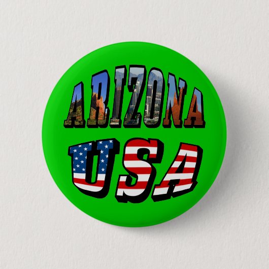 Vlagtekst van Arizona Afbeelding en VS Ronde Button 5,7 Cm (Voorkant)