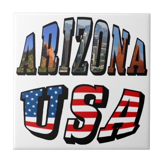 Vlagtekst van Arizona Afbeelding en VS Tegeltje (Voorkant)