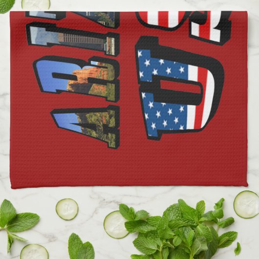 Vlagtekst van Arizona Afbeelding en VS Theedoek (Gevouwen)