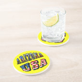 Vlagtekst van Arizona Afbeelding en VS Zandsteen Onderzetter (Zijkant)