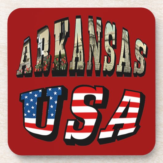 Vlagtekst van Arkansas Afbeelding en USA Bier Onderzetter (Voorkant)