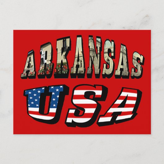 Vlagtekst van Arkansas Afbeelding en USA Briefkaart (Voorkant)