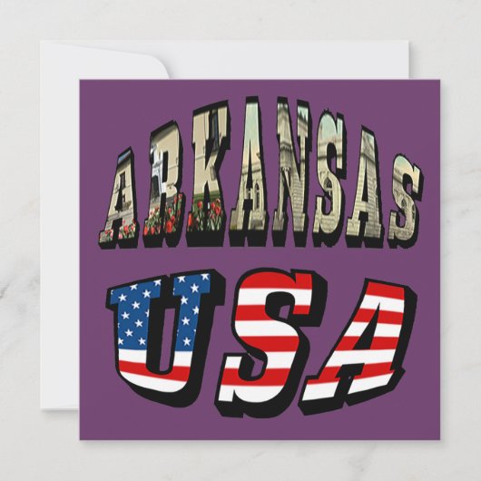 Vlagtekst van Arkansas Afbeelding en USA Kaart (Voorkant)