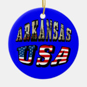 Vlagtekst van Arkansas Afbeelding en USA Keramisch Ornament (Voorkant)