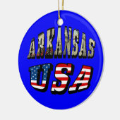 Vlagtekst van Arkansas Afbeelding en USA Keramisch Ornament (Links)