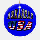 Vlagtekst van Arkansas Afbeelding en USA Keramisch Ornament (Achterkant)