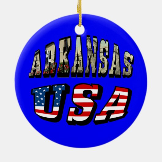 Vlagtekst van Arkansas Afbeelding en USA Keramisch Ornament (Achterkant)