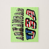 Vlagtekst van Arkansas Afbeelding en USA Legpuzzel (Verticaal)