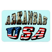 Vlagtekst van Arkansas Afbeelding en USA Magneet (Horizontaal)