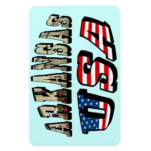 Vlagtekst van Arkansas Afbeelding en USA Magneet (Verticaal)