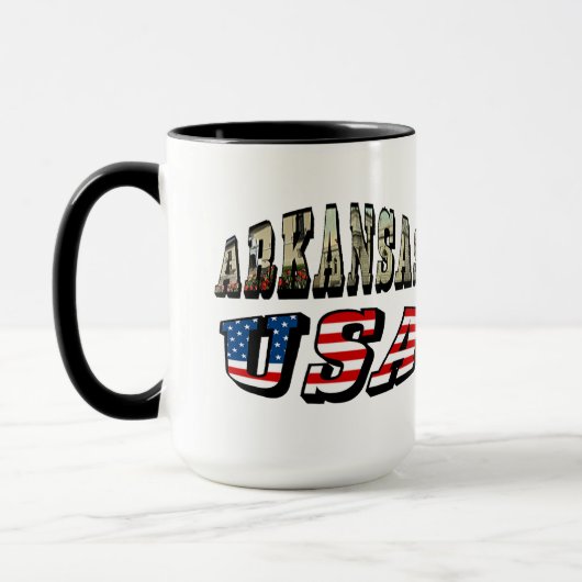 Vlagtekst van Arkansas Afbeelding en USA Mok (Links)