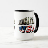 Vlagtekst van Arkansas Afbeelding en USA Mok (Voorkant rechts)