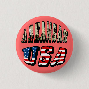 Vlagtekst van Arkansas Afbeelding en USA Ronde Button 3,2 Cm