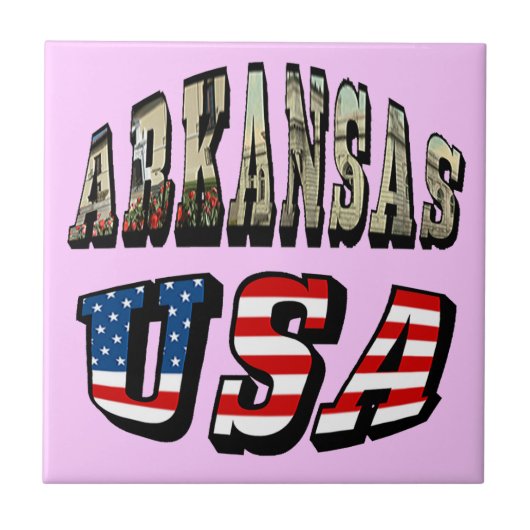 Vlagtekst van Arkansas Afbeelding en USA Tegeltje (Voorkant)