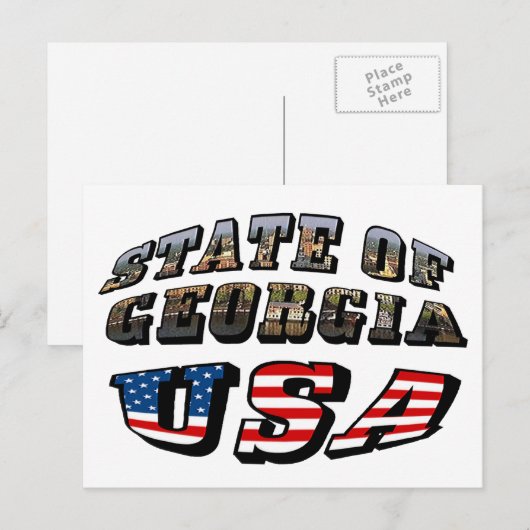Vlagtekst van de staat Georgië en de VS Briefkaart (Voorkant / Achterkant)