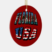 Vlagtekst van Florida-staat en VS Keramisch Ornament (Rechts)