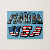 Vlagtekst van Florida-staat en VS Legpuzzel (Horizontaal)