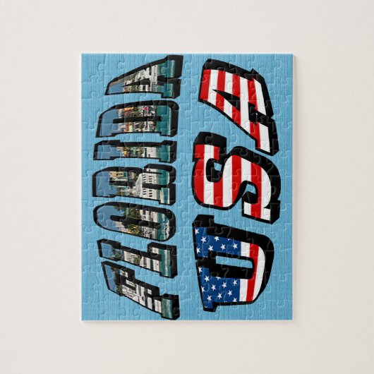 Vlagtekst van Florida-staat en VS Legpuzzel (Verticaal)