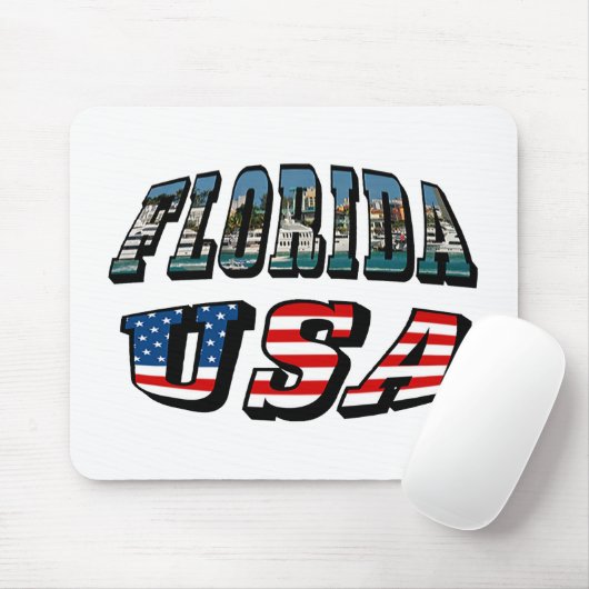 Vlagtekst van Florida-staat en VS Muismat (Met muis)