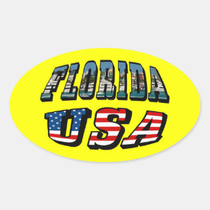 Vlagtekst van Florida-staat en VS Ovale Sticker