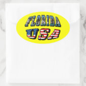 Vlagtekst van Florida-staat en VS Ovale Sticker (Tas)