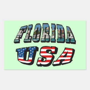 Vlagtekst van Florida-staat en VS Rechthoekige Sticker