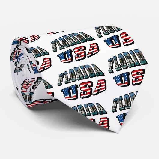 Vlagtekst van Florida-staat en VS Stropdas (Opgerold)