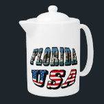 Vlagtekst van Florida-staat en VS Theepot<br><div class="desc">Florida Afbeelding en USA Flag Text product. Dit ziet er goed uit op elk product en maakt een geweldige reisherinnering. ⭐PERSONALISEER deze sjabloon met uw kunstwerk. ⭐Bewerk het verder om meer wijzigingen aan te brengen. ⭐BRENG dit ontwerp over op elk product. Bezoek al mijn winkels op bit.ly/SandyspiderStores (knippen en plakken)....</div>