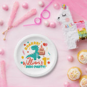 Vlak 1e verjaardag Dino Party Kleurrijk Papieren Bordje (Feest)