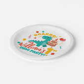 Vlak 1e verjaardag Dino Party Kleurrijk Papieren Bordje (Gekanteld)