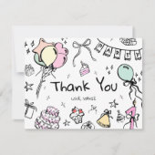 Vlak bedankkaartje, hand getekend bedankkaart (Voorkant)