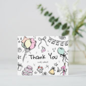 Vlak bedankkaartje, hand getekend bedankkaart (Staand voorkant)