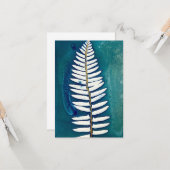Vlak Blauwgroen cyanotype Wenskaart - Blank Kaart (Voorkant / Achterkant in situ)