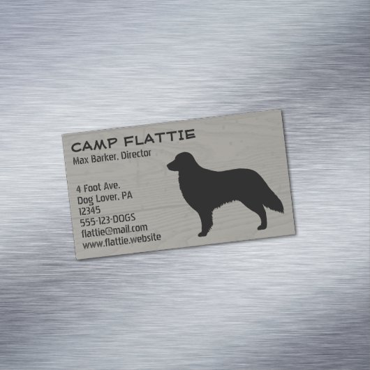 Vlak gecoat retriever silhouet | HONDENRAS Visitekaartje Magneet (Voorbeeld)