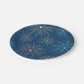 Vlak kleurrijk nieuwjaarsfeest patroon papieren bordje (Gekanteld)